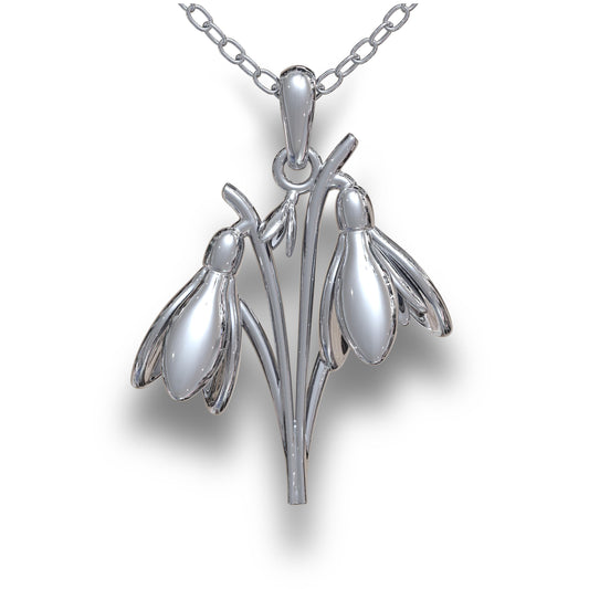 Snowdrop Necklace,January Birth Flower Jewelry,Sterling Silver Pendant,Floral Necklace,Handmade Botanical Charm,Dainty Silver Women's Gift