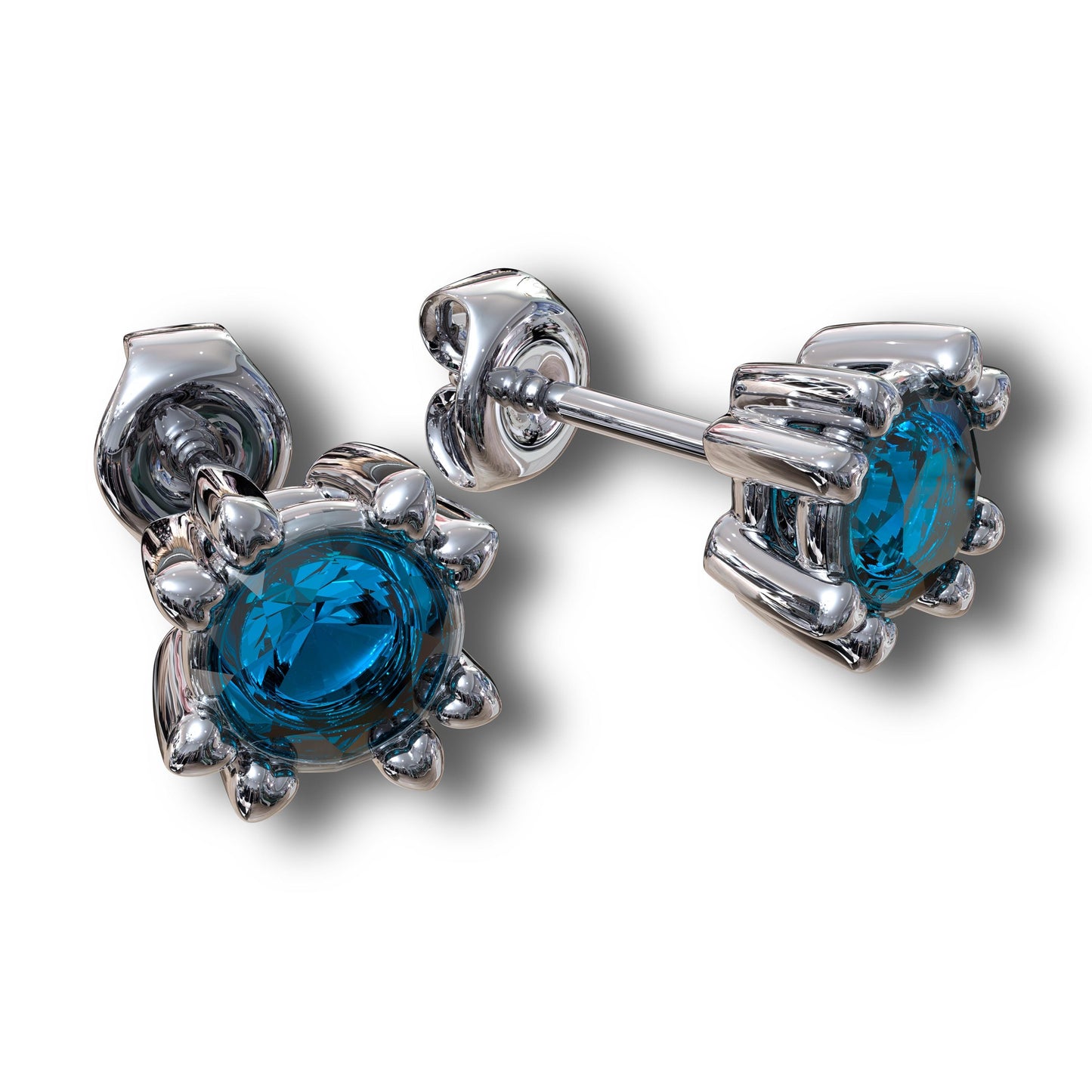 Elegant Aquamarine Stud Earrings: March Birthstone Jewelry, Handmade Silver Gemstone Studs for Minimalist Gift.