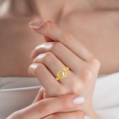 Handmade Gold Plated Sterling Silver Cat Ring – 925 Silver Decorated Cat Jewelry for Women Unique Animal Lover Gift