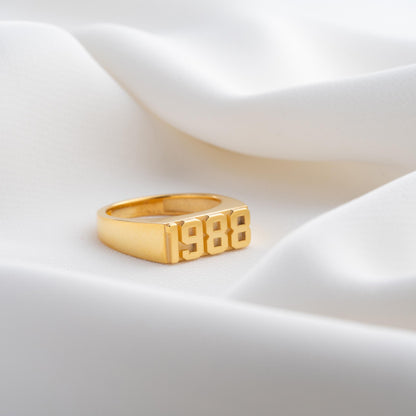 Signet Ring - Custom Men's Pinky Ring, Personalized Name Ring, Dainty Handwriting Birthflower Ring, Statement Anniversary Ring,Mother's Ring