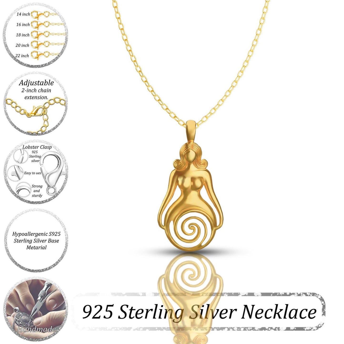 Spiral Goddess Necklace,Hecate Pendant,Aphrodite Charm,Witchy Jewelry,Handmade Personalized Necklace,Yoga Pendant,Birthday &Anniversary Gift