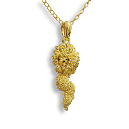 Chrysanthemum Necklace–November Birth Flower Jewelry,925 Sterling Silver Floral Pendant, Gold-Nature Charm,Dainty Handmade Botanical Gift