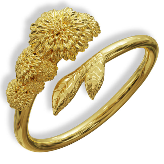Chrysanthemum Flower Ring, Birth Flower Jewelry, Silver Adjustable Ring, Personalized Gift, Birthday-Anniversary Gift,Grandma & Baby Gift