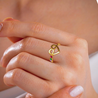 Personalized Birthstone Ring, Amethyst Aquamarine Alexandrite Garnet Citrine Onyx Heart Pinky Ring, Custom Initial Birthflower Claddagh Gift