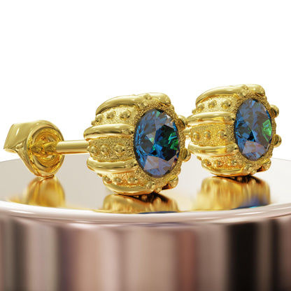 Blue Topaz Earrings, Silver Stud Earrings, Gold Stud Earrings, Light Blue Gemstone Earrings, Handmade Jewelry, Gift for Her, Birthday Gift.