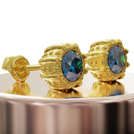 Blue Topaz Earrings, Silver Stud Earrings, Gold Stud Earrings, Light Blue Gemstone Earrings, Handmade Jewelry, Gift for Her, Birthday Gift.