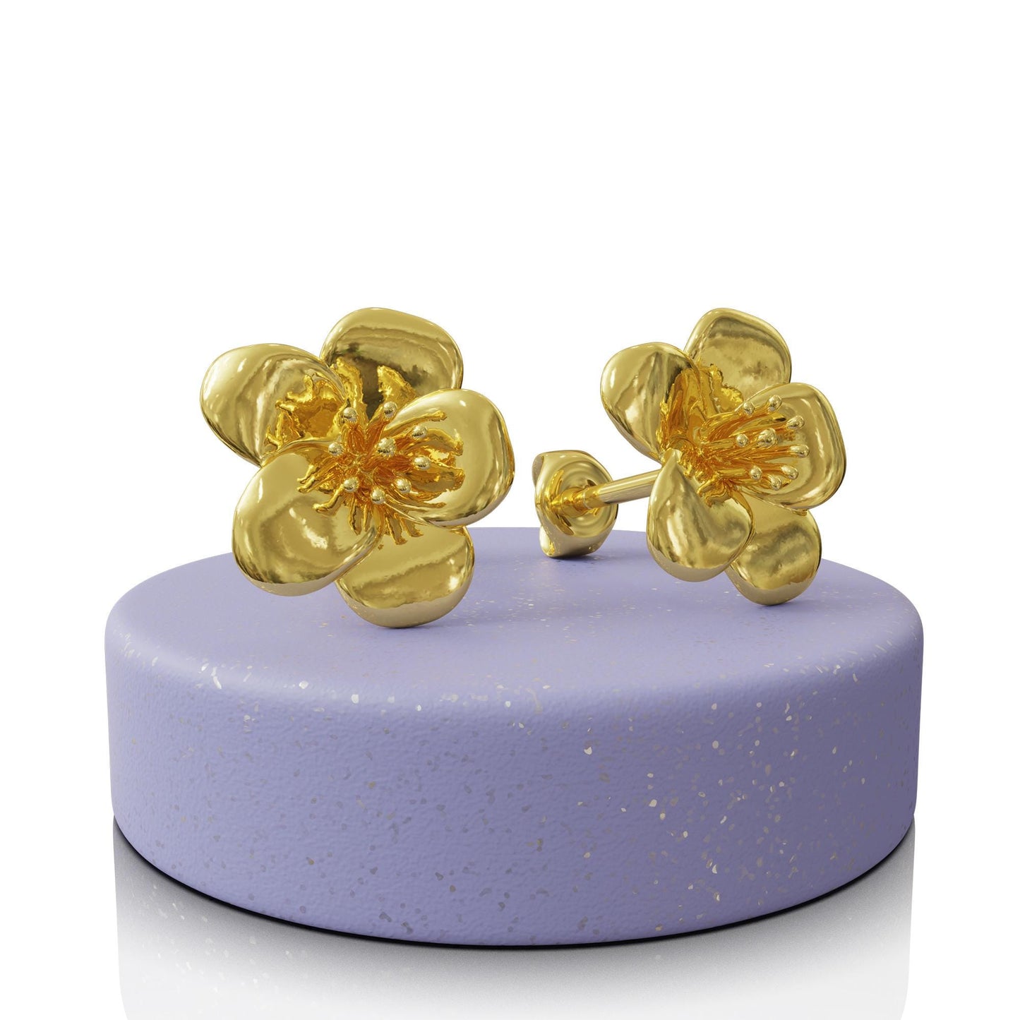 Elegant Larkspur Stud Earrings – 925 Sterling Silver, 14 k Gold-Plated, July Birth Flower, Handmade Botanical Jewelry Gift for Her