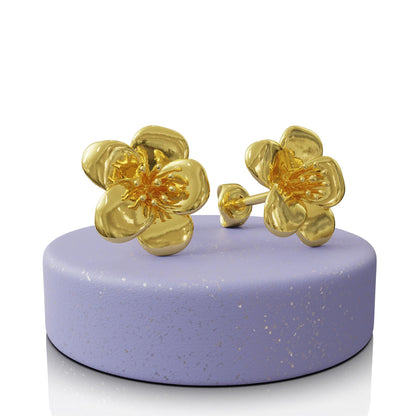 Elegant Larkspur Stud Earrings – 925 Sterling Silver, 14 k Gold-Plated, July Birth Flower, Handmade Botanical Jewelry Gift for Her
