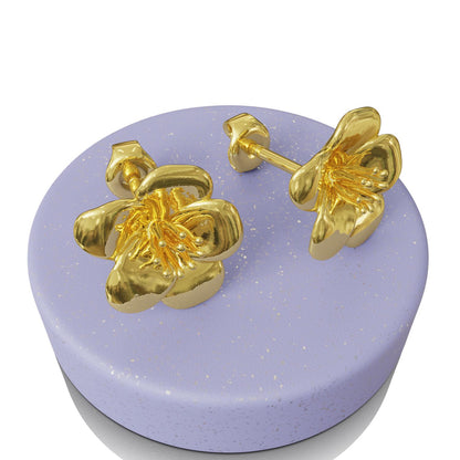 Elegant Larkspur Stud Earrings – 925 Sterling Silver, 14 k Gold-Plated, July Birth Flower, Handmade Botanical Jewelry Gift for Her