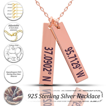 Gold Bar Necklace, Custom Engraved Nameplate Jewelry, Coordinate Minimalist Monogram Pendant, Dainty Layered Family Kids Necklace Gift