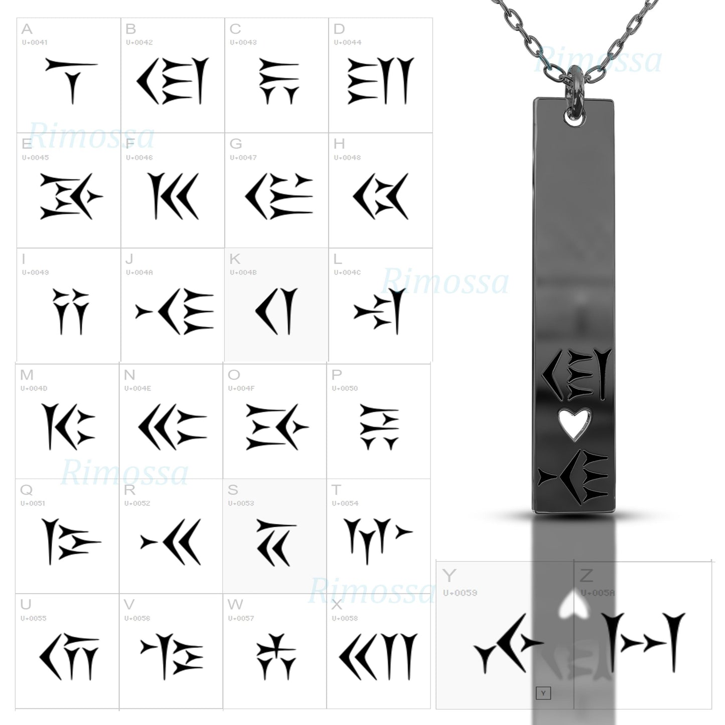 Sumerian Cuneiform Bar Necklace,Gold Silver Tablet Pendant,Personalized Name Charm, Men's Necklace, Birthday Gift for,handmade,Her-gold bar