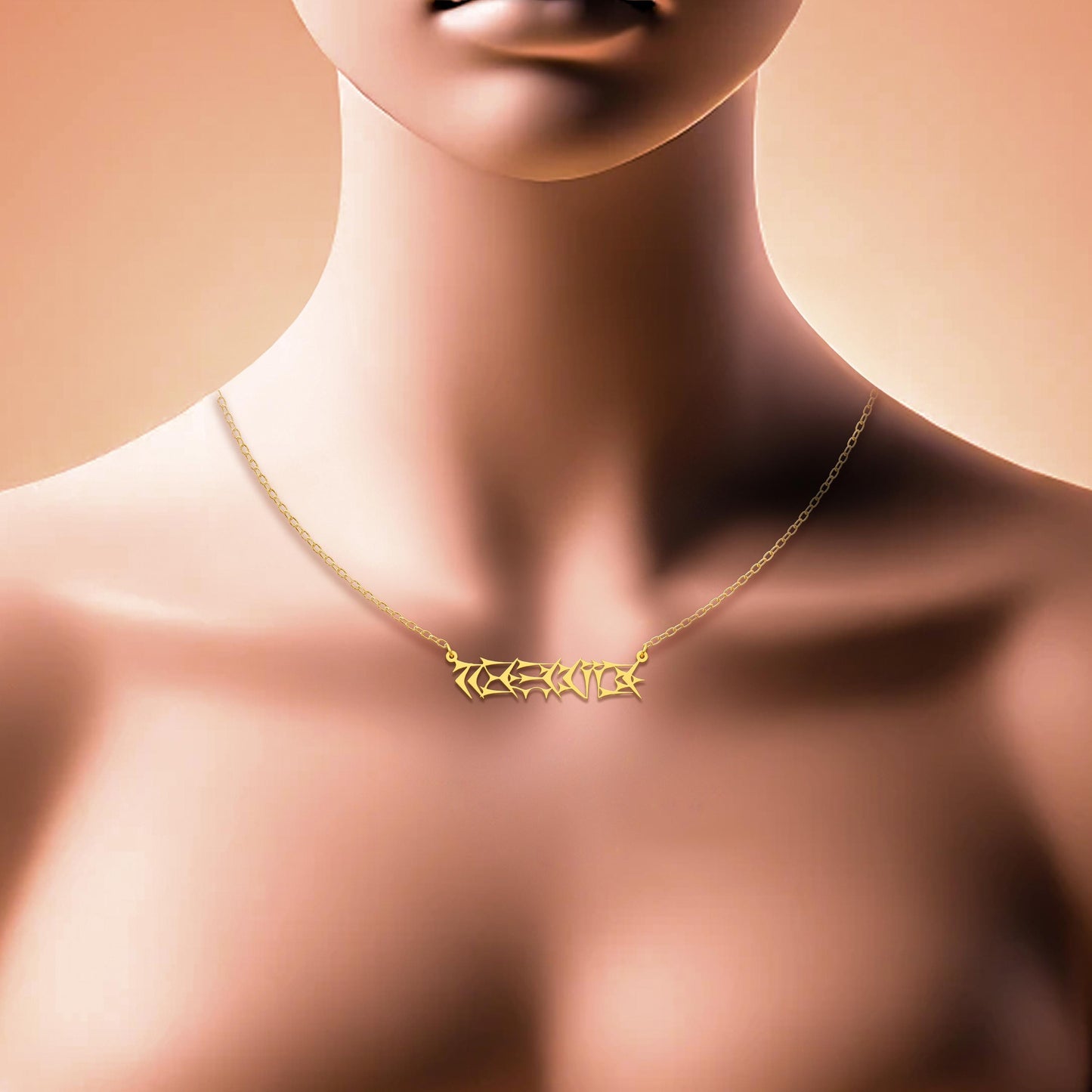 Cuneiform Name Necklace, Custom Engraved Charms, Sumerian Pendant in 925 Sterling Silver & Gold-Plated Chain – Perfect Handmade Gift for Her