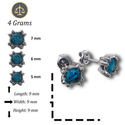 Elegant Aquamarine Stud Earrings: March Birthstone Jewelry, Handmade Silver Gemstone Studs for Minimalist Gift.