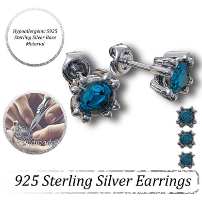 Elegant Aquamarine Stud Earrings: March Birthstone Jewelry, Handmade Silver Gemstone Studs for Minimalist Gift.