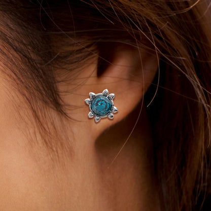 Elegant Aquamarine Stud Earrings: March Birthstone Jewelry, Handmade Silver Gemstone Studs for Minimalist Gift.
