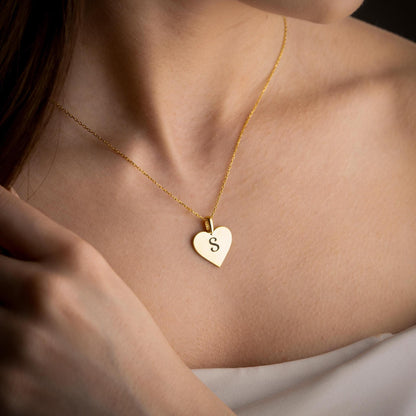 Heart Necklace-Gold Letter Name Necklace,Tiny Letter Pendant,Personalized Jewelry,Jewelry Gift for Her,Birthday,Mother's Day,Gift for Him.