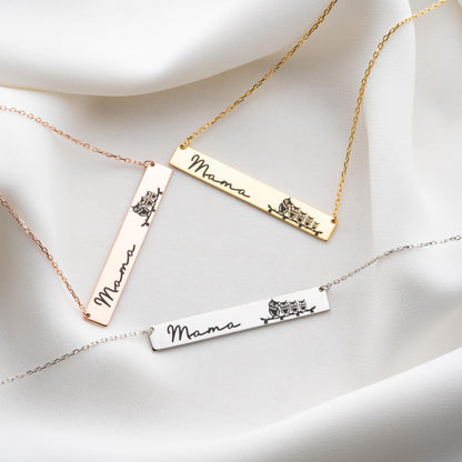 Bar Necklace - Custom Gold Name Bar Necklace, Personalized Mom Jewelry, New Mom Gift, Necklace for Mom, Mother's Day Gift, Gifts for Mom