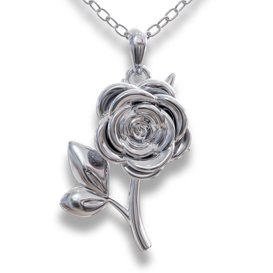 Rose Birthflower Necklace, Gold Flower Pendant, New Mom Mama Jewelry, Statement Gift for Women, Girlfriend Birthday Anniversary Necklace.