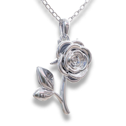 Rose Birthflower Necklace, Gold Flower Pendant, New Mom Mama Jewelry, Statement Gift for Women, Girlfriend Birthday Anniversary Necklace.