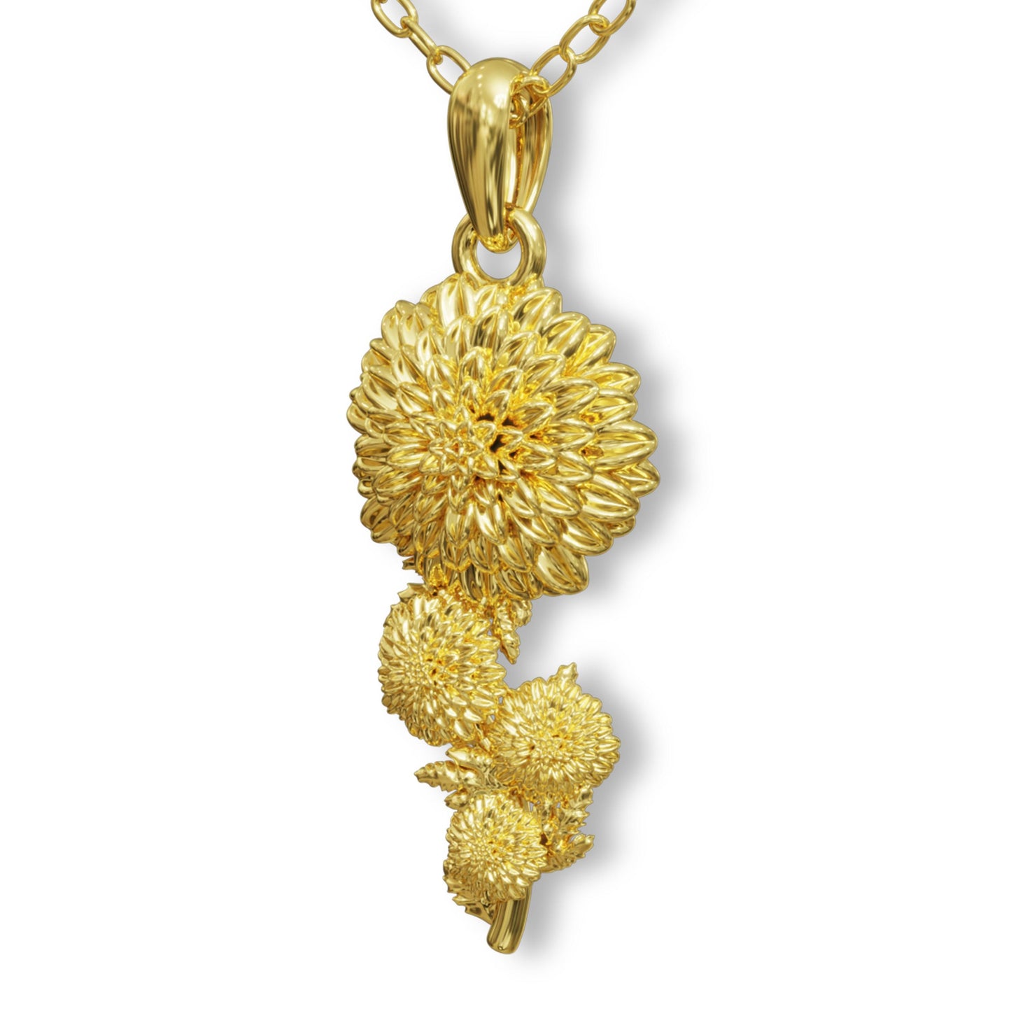 Chrysanthemum Necklace–November Birth Flower Jewelry,925 Sterling Silver Floral Pendant, Gold-Nature Charm,Dainty Handmade Botanical Gift