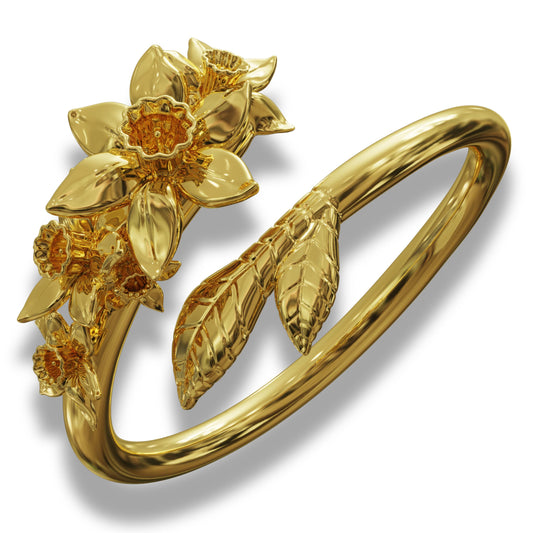 Narcissus Ring, Sterling Silver Daffodil Ring, Gold Plated Birth Flower Jewelry,Floral Statement Ring, Handmade Gift for Women-handmade ring
