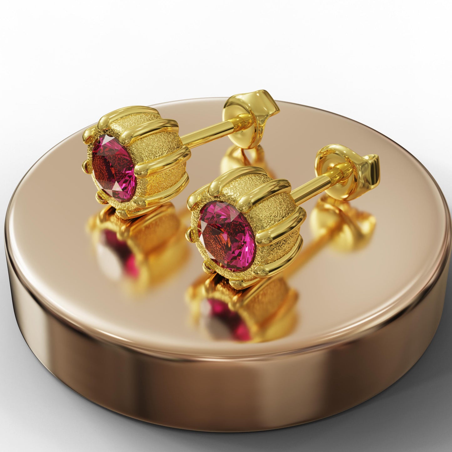 Ruby Stud Earrings,Gold-Silver Studs, Ruby Jewelry,Moissanite-Garnet Earrings, Wedding,Statement Earrings,Birthday,Anniversary Gift for Her