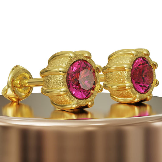 Ruby Stud Earrings,Gold-Silver Studs, Ruby Jewelry,Moissanite-Garnet Earrings, Wedding,Statement Earrings,Birthday,Anniversary Gift for Her