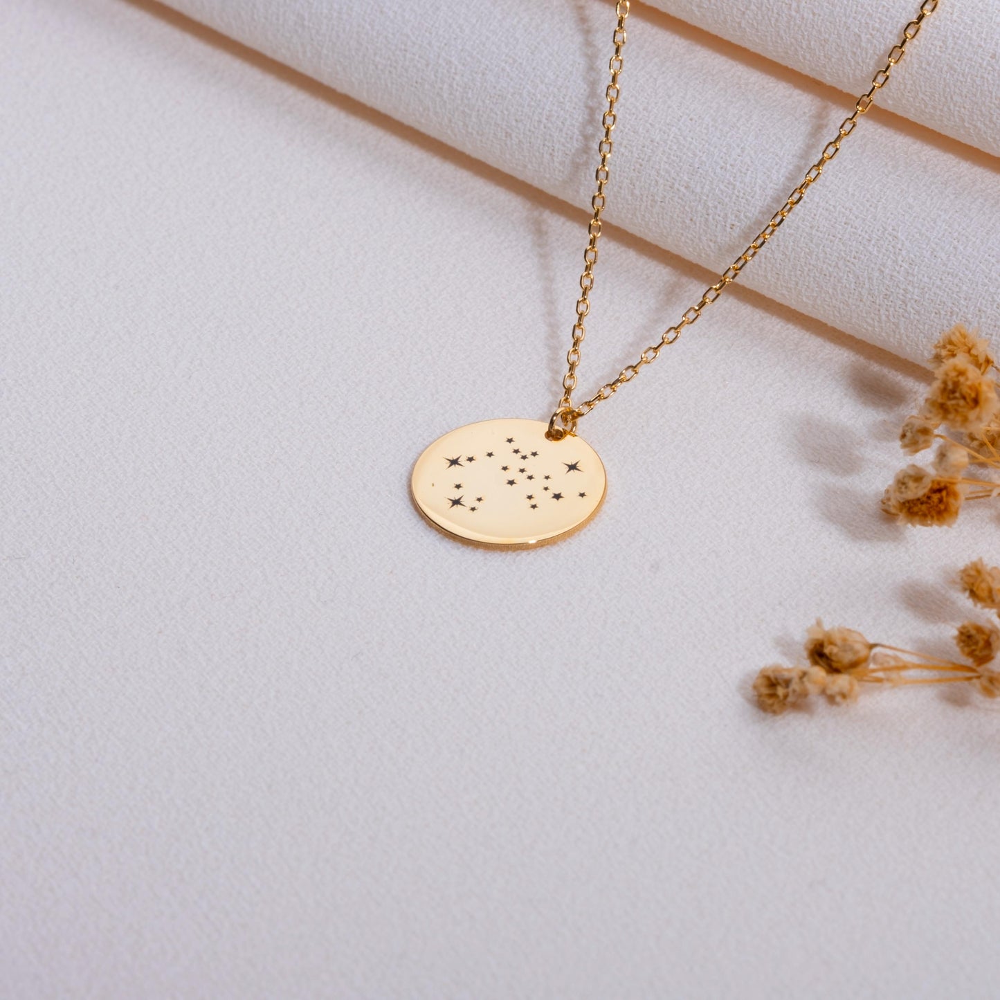 Zodiac Necklace, 14K Gold Charm,Aquarius Scorpio Jewelry,Constellation Gift for Women, Bridesmaid Necklace, Silver Necklace for Her,handmade
