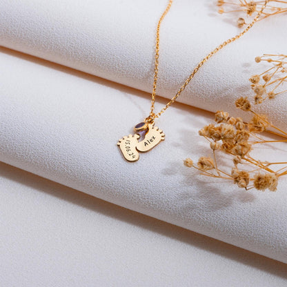 Footprint Necklace, Baby Name Necklace, Gift for Mom, Mother's Day Jewelry, New Mom or Miscarriage Gift, Mama Necklace, First Time Mom Gift.