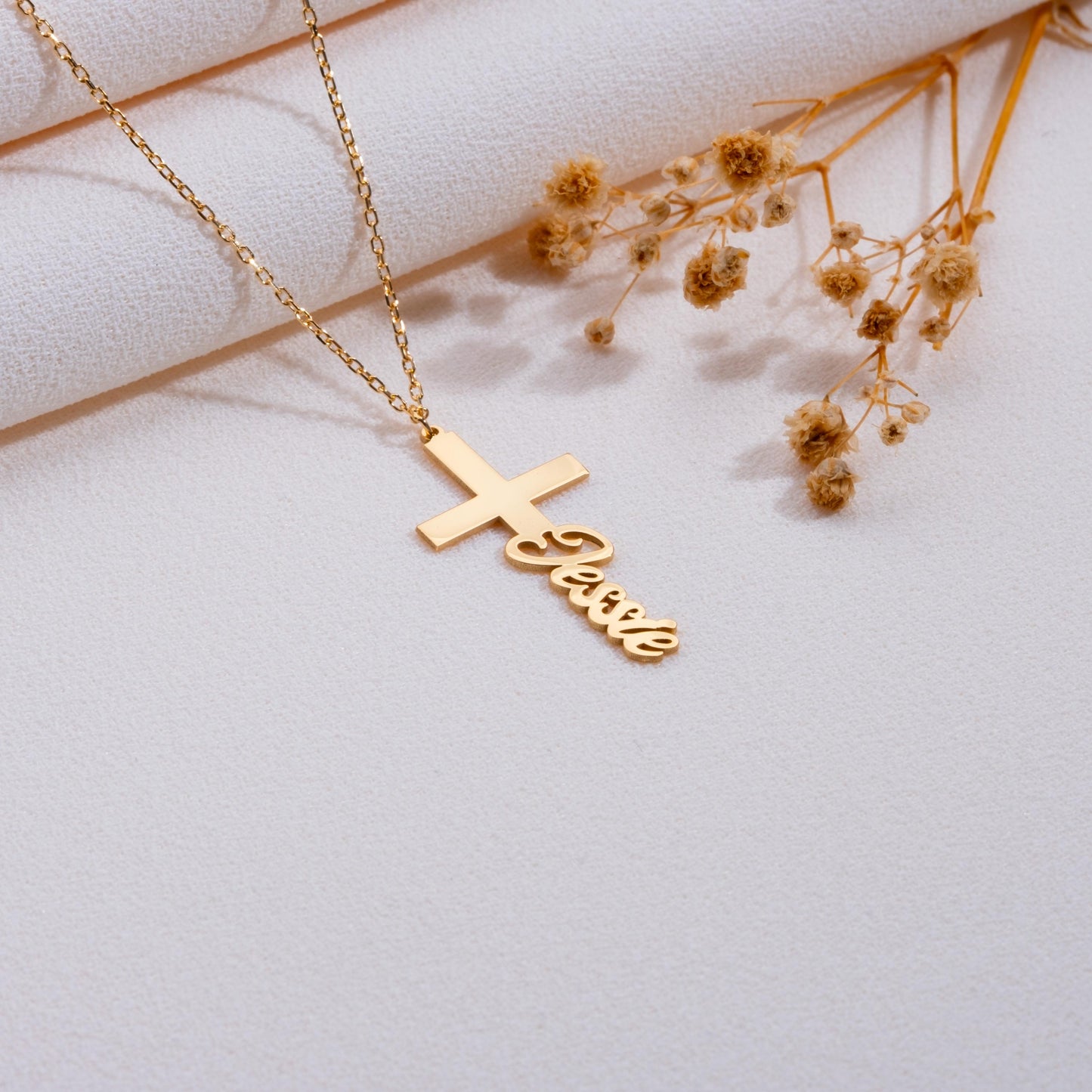 Personalized Cross Necklace,Gold Cross Pendant,Religious Jewelry for Women,Christian Crucifix Name Necklace,Custom Faith Gift Ideas,handmade
