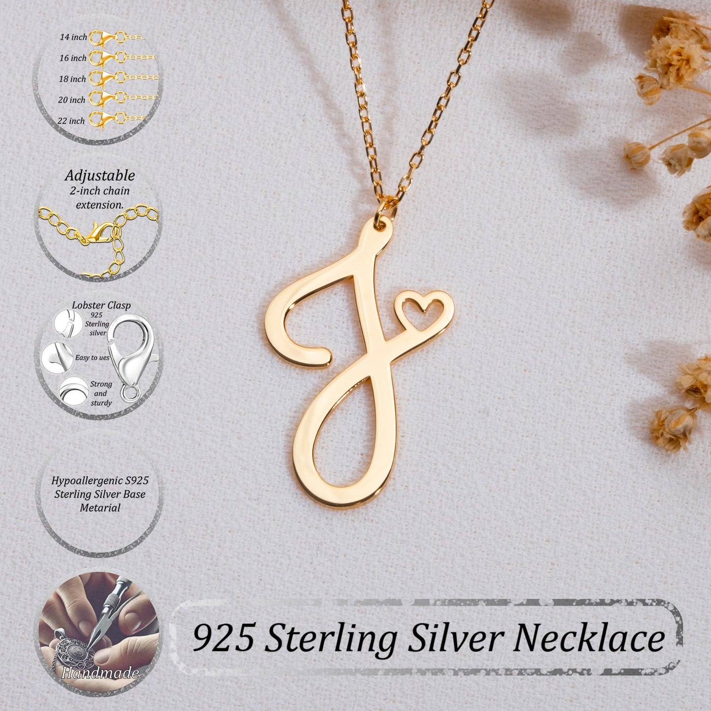 J Initial Necklace, Silver or Gold Letter J Pendant,Dainty Personalized Charm Necklace, Custom Gift for Her,Minimalist Jewelry,handmade gift