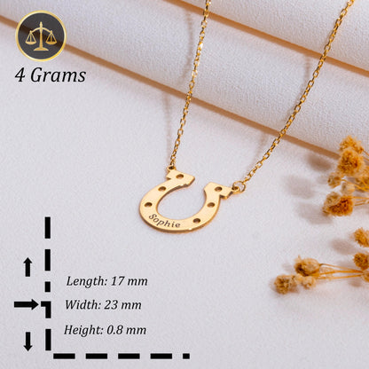 Horseshoe Necklace, Custom Nameplate Necklace, Personalized Jewelry, Gift for Women, Dainty Name Necklace, Birthday Gift Ideas-handmade