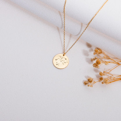 Zodiac Necklace, 14K Gold Charm,Aquarius Scorpio Jewelry,Constellation Gift for Women, Bridesmaid Necklace, Silver Necklace for Her,handmade