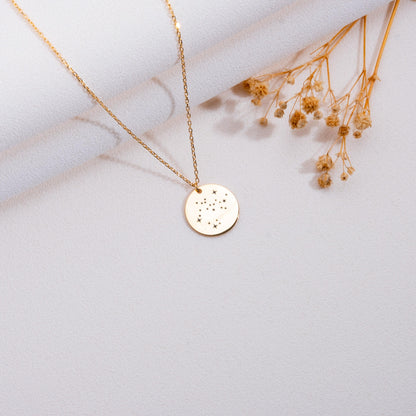 Zodiac Necklace, 14K Gold Charm,Aquarius Scorpio Jewelry,Constellation Gift for Women, Bridesmaid Necklace, Silver Necklace for Her,handmade