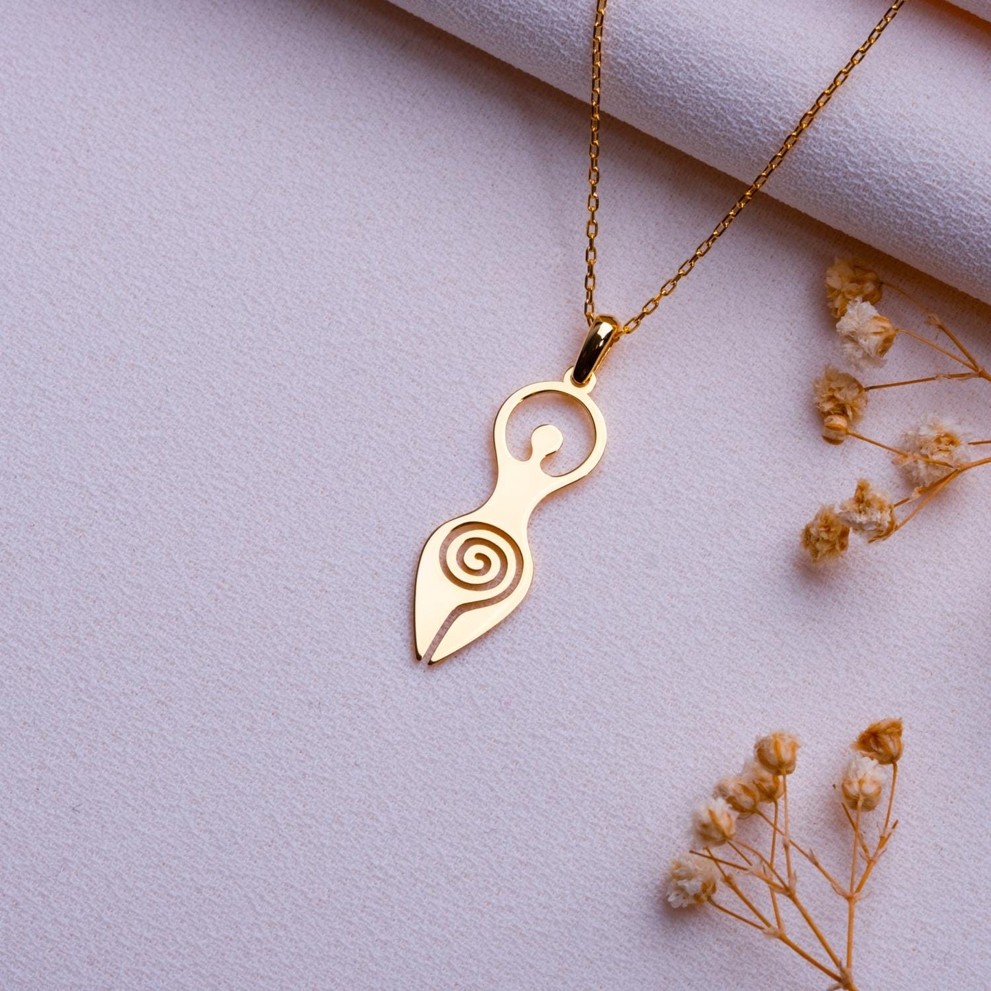 Spiral Goddess Necklace, Hecate Pendant, Gothic Spiral Jewelry, Handmade Personalized Gift, Yoga Charm Necklace, Gift for Her-handmade