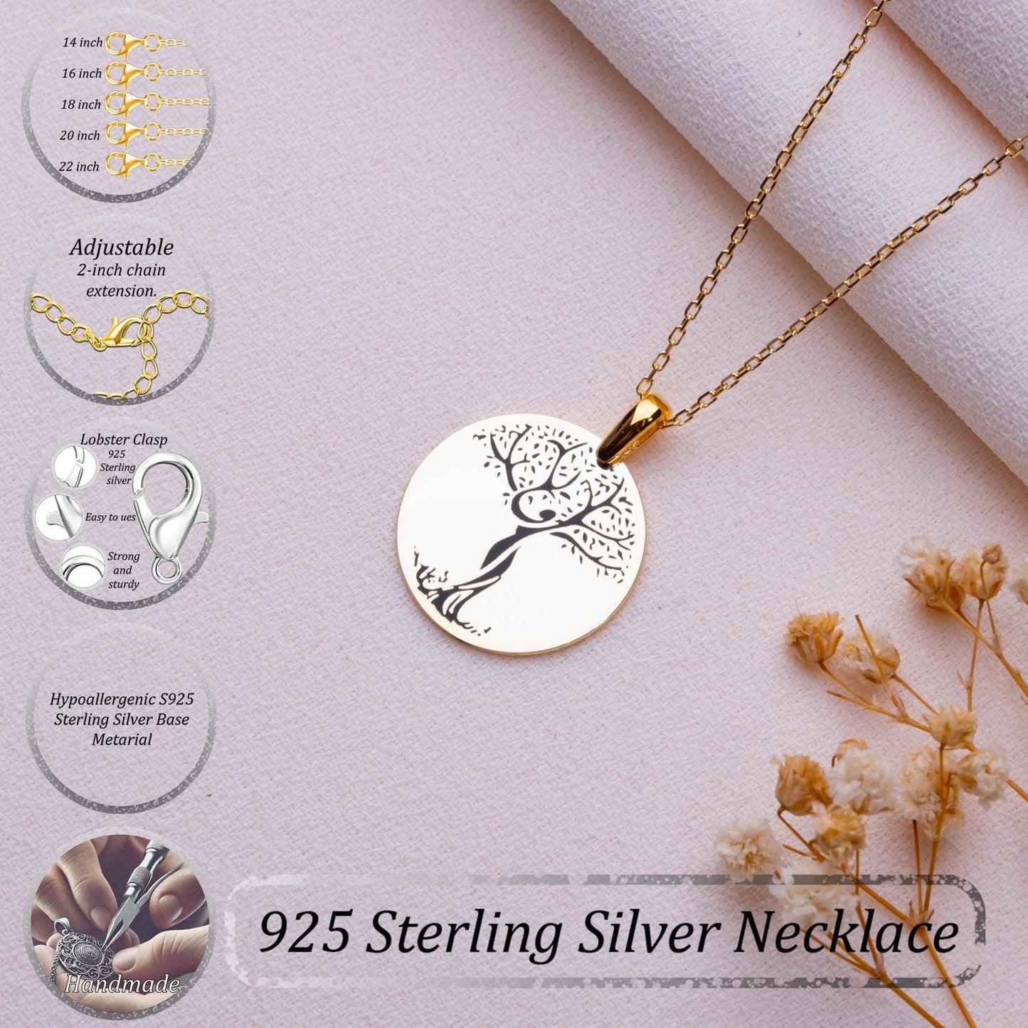 Tree of Life Pendant,Celtic Tree of Life Necklace,Silver Family Tree Charm,Minimalist Handmade Jewelry, Gift for Her, Birthday,Anniversary
