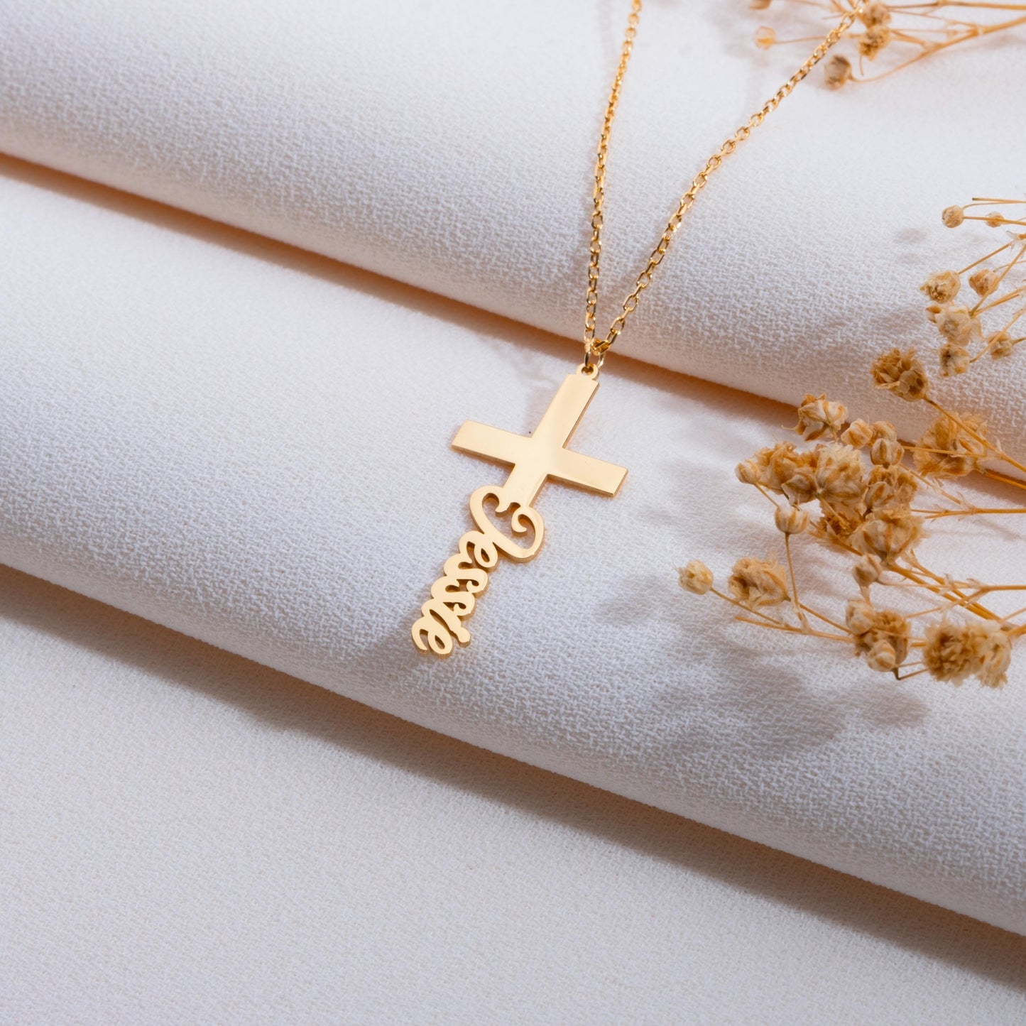 Personalized Cross Necklace,Gold Cross Pendant,Religious Jewelry for Women,Christian Crucifix Name Necklace,Custom Faith Gift Ideas,handmade