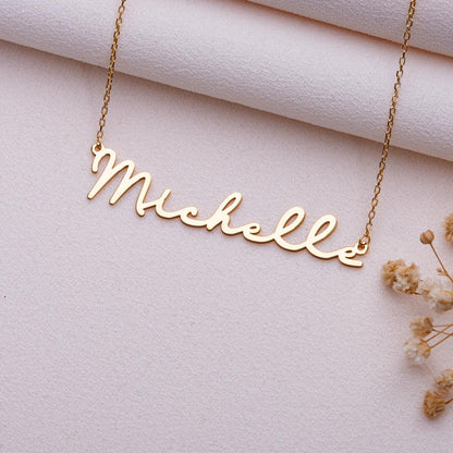 Custom Name Necklace,Personalized Name Plate Jewelry,Gold or Silver Name Logo Necklace,Gift for Her,Birthday Gift,Kids Necklace.Handmade