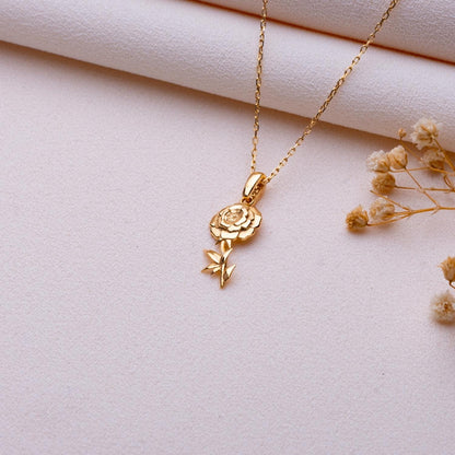 Marigold Flower Necklace, Birth Flower Jewelry, Custom Pendant, Personalized Charm Necklace, Birthstone Necklace, Best Friend & Mom Gift