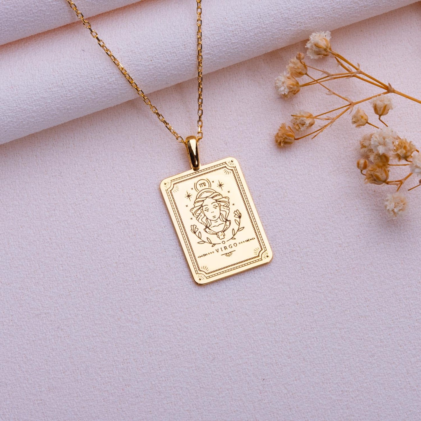 Zodiac Necklace, Gold Astrology Pendant,Handmade Personalized Jewelry, Scorpio, Virgo, Pisces, Leo, Aquarius, Aries, Capricorn Gift for Her