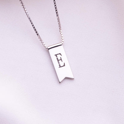 Flag Necklace - Personalized Initial Necklace, Engraved Monogram Pendant, Minimalist 14K Gold Jewelry, Graduation Gift,Birthday Gift for Her