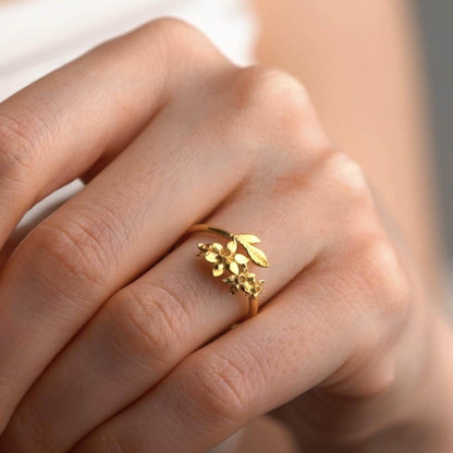 Narcissus Ring, Sterling Silver Daffodil Ring, Gold Plated Birth Flower Jewelry,Floral Statement Ring, Handmade Gift for Women-handmade ring