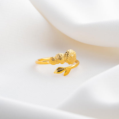 Chrysanthemum Flower Ring, Birth Flower Jewelry, Silver Adjustable Ring, Personalized Gift, Birthday-Anniversary Gift,Grandma & Baby Gift