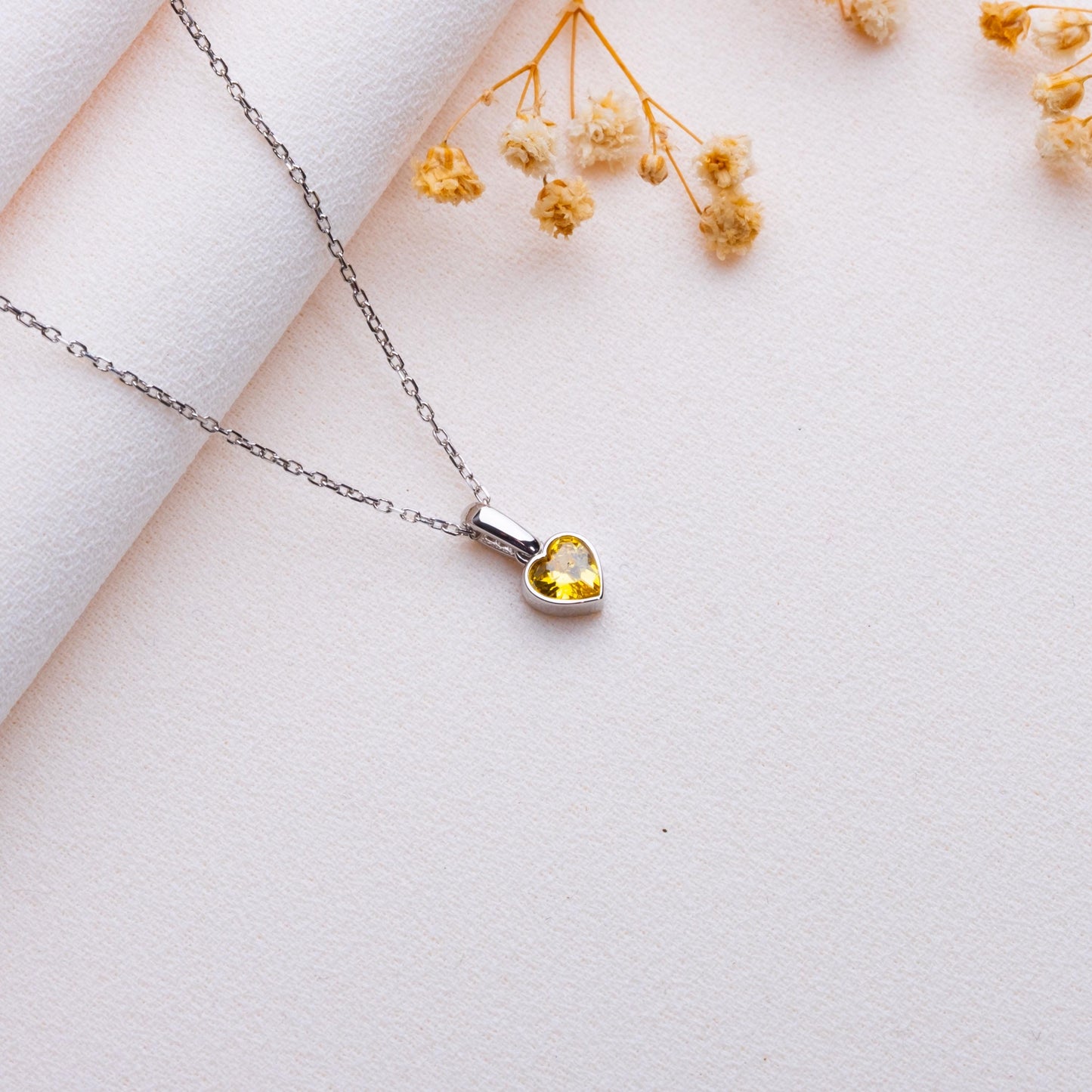 Heart Birthstone Necklace • Minimalist Jewelry • Personalized Heart Gemstone Pendant • Custom Gift for Her - Bridesmaid or Anniversary Gift
