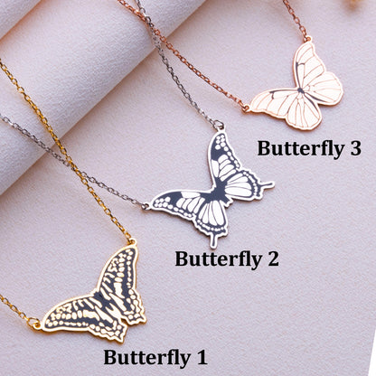 Butterfly Necklace • Memorial or Birthday Gift for Her • Minimalist Gold or Sterling Silver Jewelry •Handmade Pendant•Bridesmaid or Mom Gift