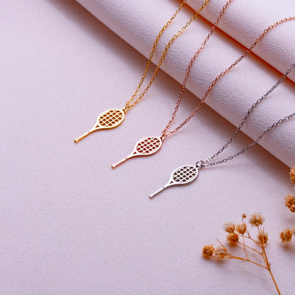 Tennis Racket Necklace • Personalized Pendant for Tennis Player, Coach, or Mom • Custom Sterling Silver Charm Jewelry • Gift for Women.