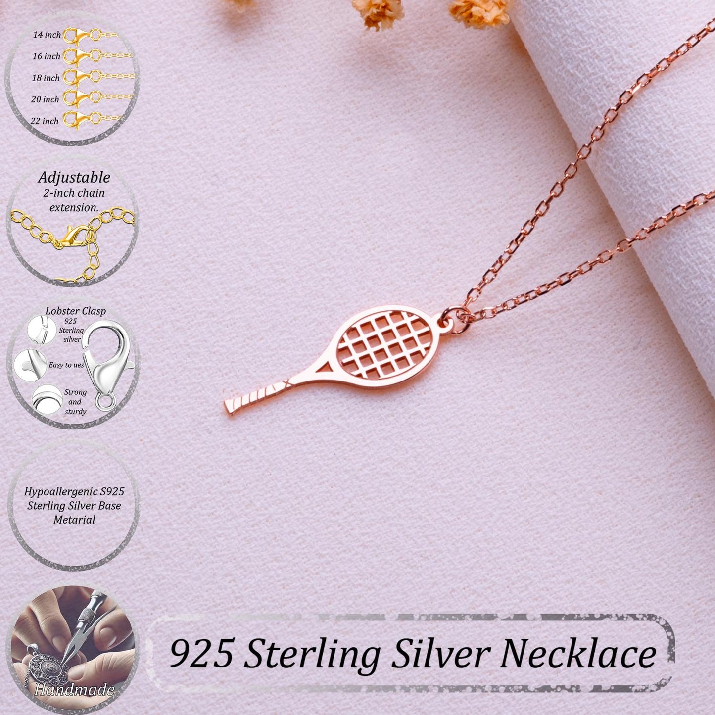 Tennis Pendant Necklace • Tennis Jewelry Gift for Her • Sports Charm for Teen Girls or Best Friend • Birthday Jewelry • I Love Tennis • Gift