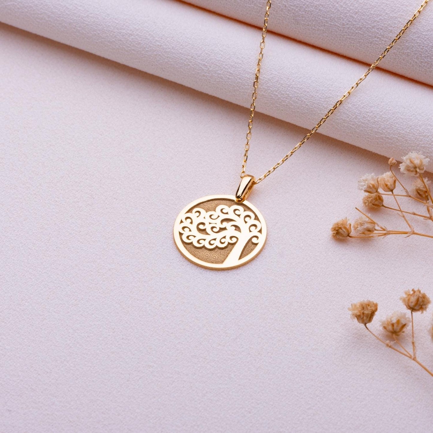 Tree of Life Necklace • Gold Silver Family Tree Pendant • Anniversary Gift•Dainty Initial Jewelry•Gift for Her•Statement Necklace for Women