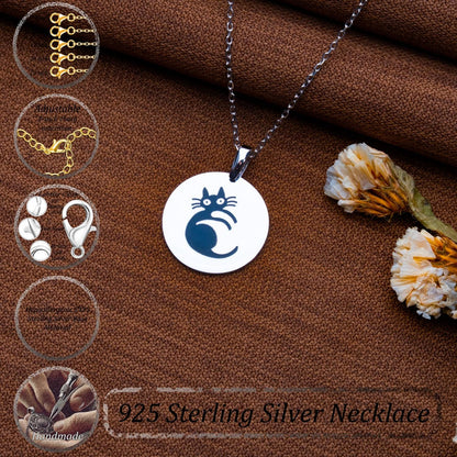 Personalized Cat Charm Necklace, Custom Name Plate Pendant, Kids Initial Number Bubble Letter Necklace, Miraculous Medal, Birthday Gift