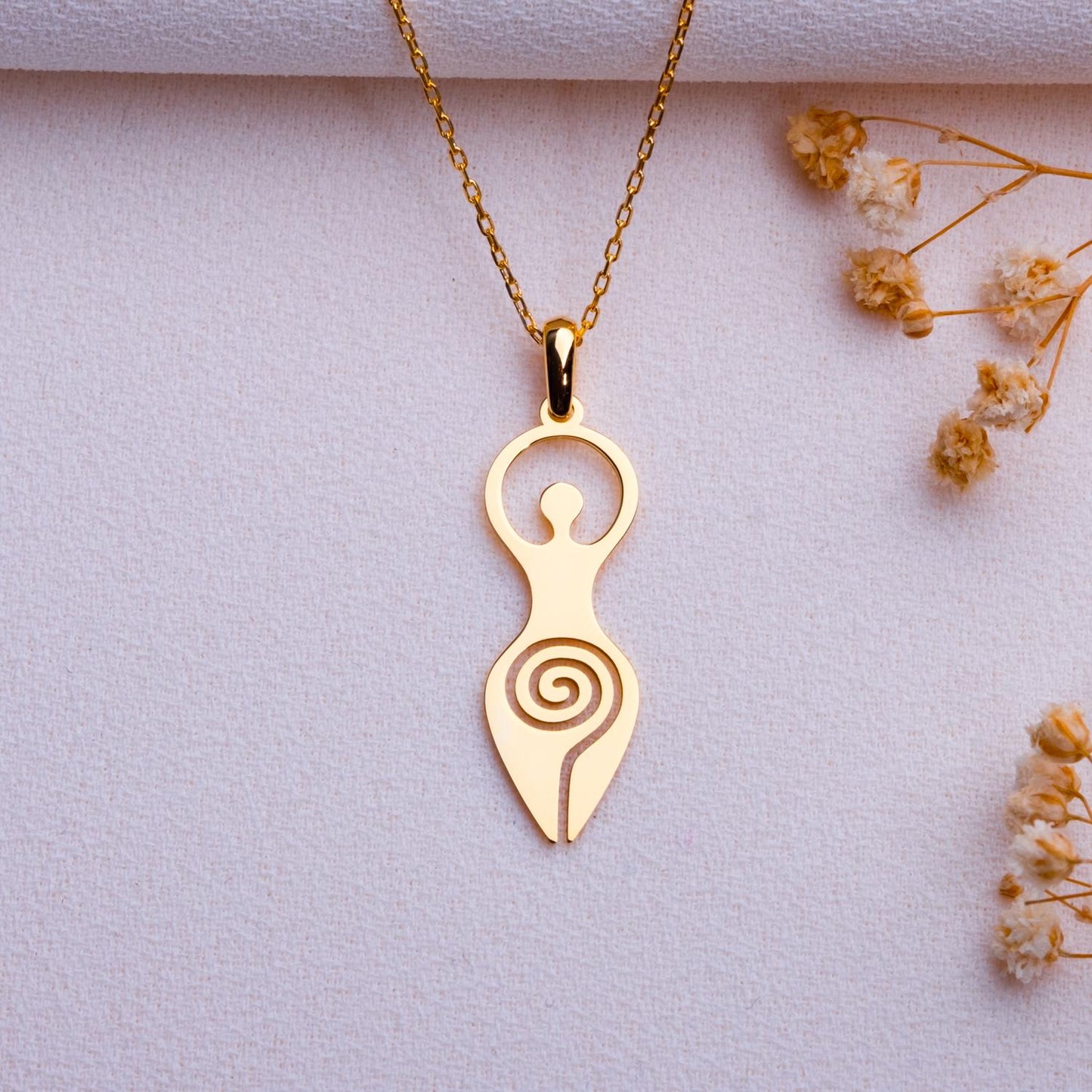 Spiral Goddess Necklace, Hecate Pendant, Gothic Spiral Jewelry, Handmade Personalized Gift, Yoga Charm Necklace, Gift for Her-handmade